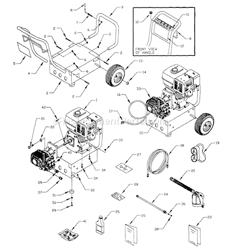 Page B Diagram and Parts List for 1418-1  Briggs and Stratton Pressure Washer